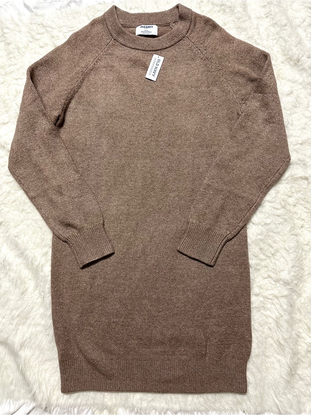 Old Navy Women's Taupe Brown Crewneck Sweater Dress